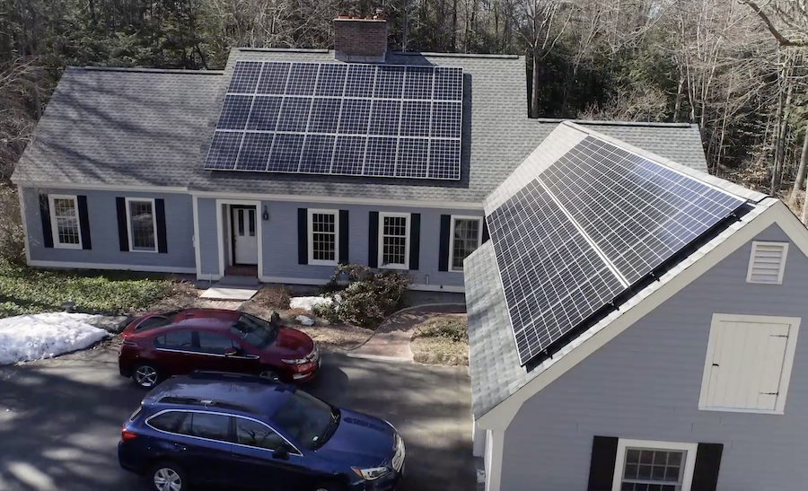 solar panels on a house in central New Hampshire