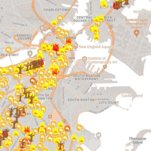 Map of gas leaks in Greater Boston