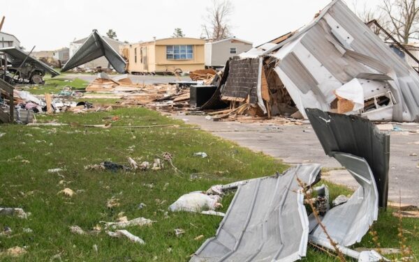 a mobile home park devastated by severe weather